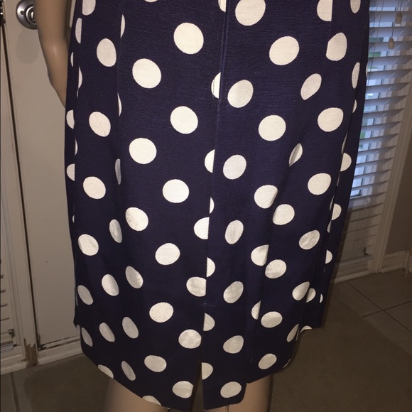 VTG 80’s 90’s Navy Blue White Polka Party Dress - Picture 2 of 7